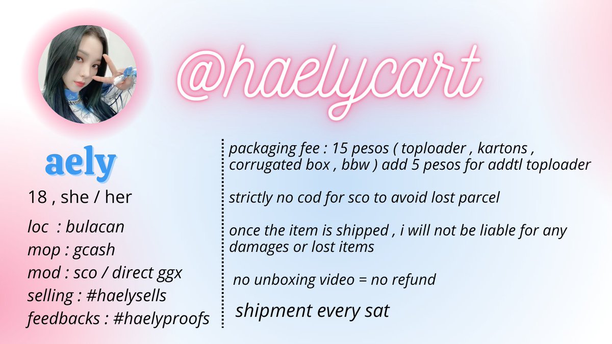 haelycart's tweet photo. hello welcome to haelycart ! π
selling : #haelysells
feedbacks : #haelyproofs https://t.co/Vxb9JwBiy4