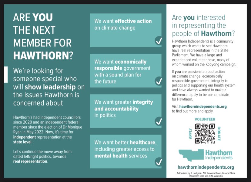 This wonderful ad appears in @TheAge today - as well as polling from <a href="/RedBridgeGroup/">RedBridge Group</a> showing a caring, intelligent, professional independent is likely to win #HawthornVotes 55-45.

If you know someone who is sick of politics-as-usual, let them know.