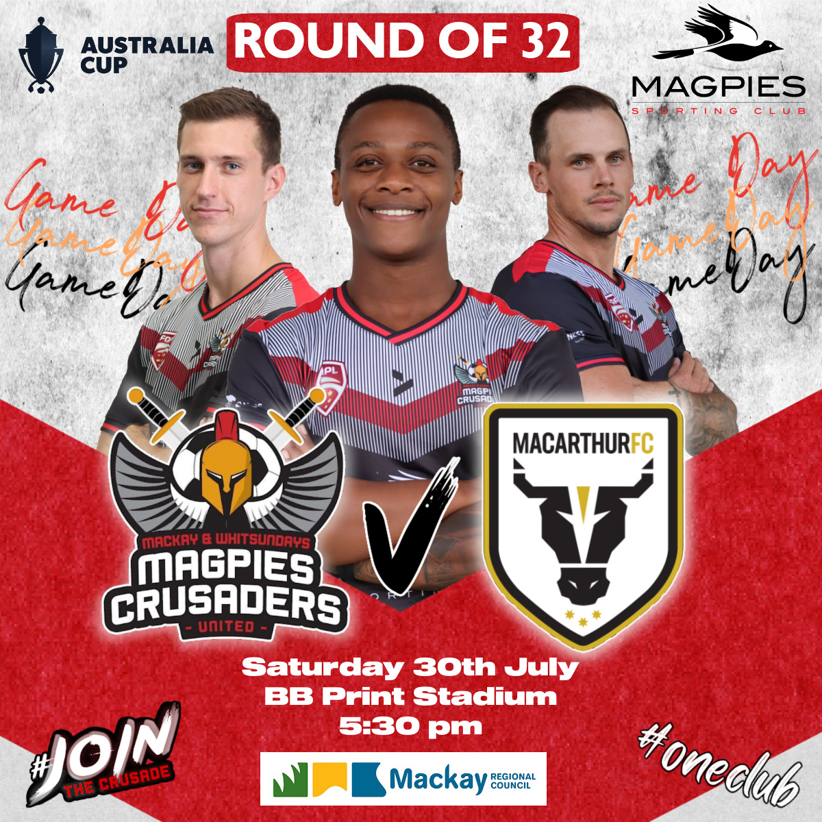 It's game day in the Australia Cup today for Magpies Crusaders United vs Macarthur Bulls FC. Go MCU!!