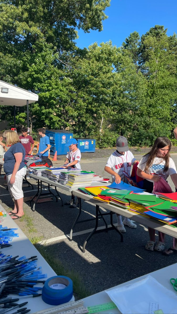 eslelementary's tweet photo. Great work stuffing backpacks! #backpackattack @WishProject https://t.co/cDRHz4QVNM