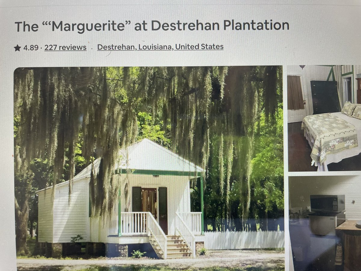 theonlycatjones's tweet photo. @Airbnb has Plantation rentals available on their site. They have folks describing listings as   “historically renovated slave quarters”, “haunted w/ a hard past.” https://t.co/w6yx4qFZgn