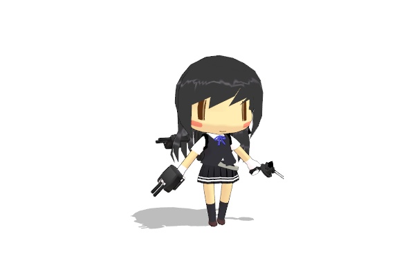 oyashio (kancolle) 1girl solo black hair closed eyes > < long hair gloves  illustration images