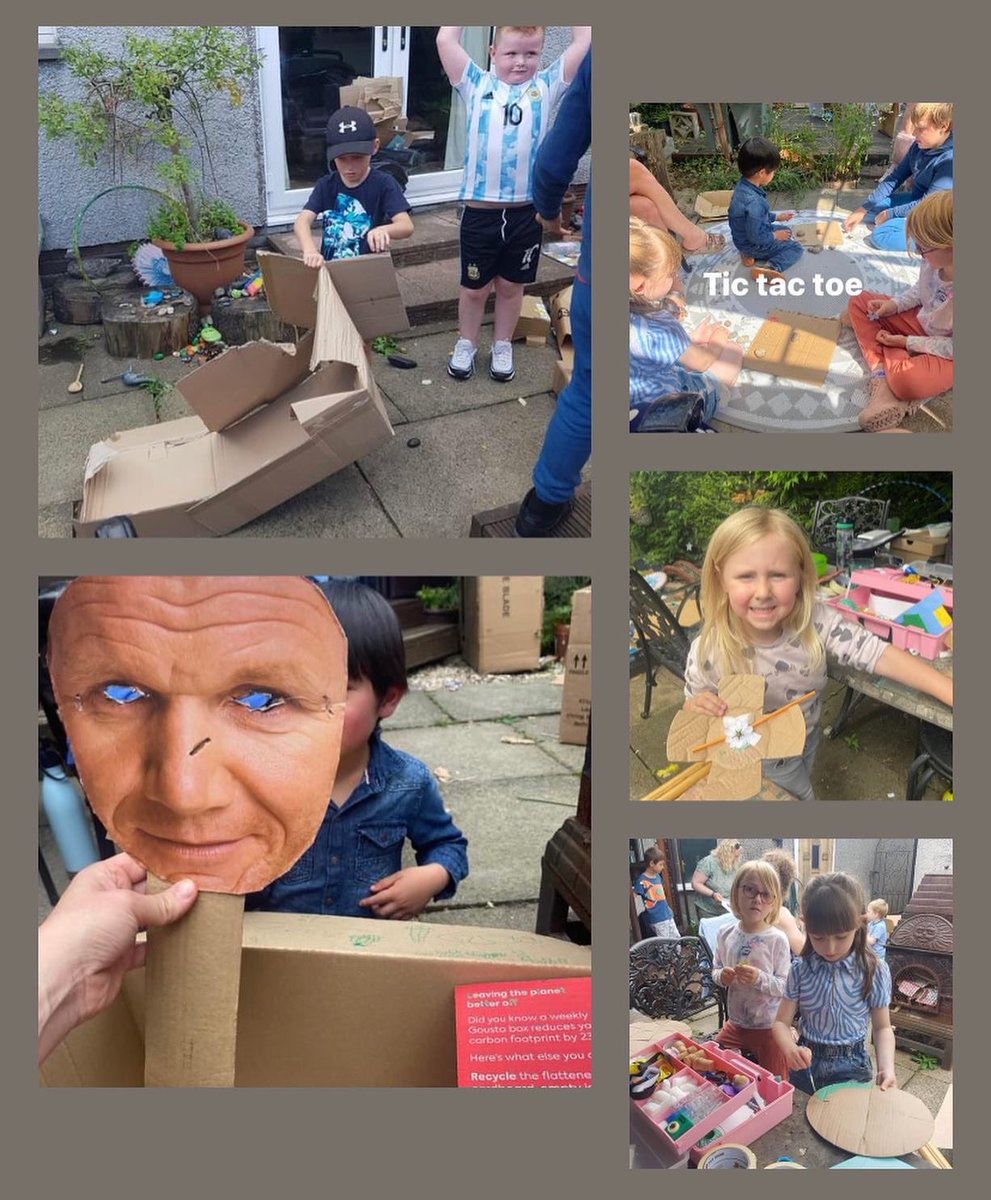 WildChildF0rest's tweet photo. So thankful to everyone for their donation of boxes so we could do our annual box craft day. The children loved getting creative and then at the end getting physical and jumped on them to crush them all.
A great activity to reuse waste. #reusereducerecycle #boxcraft #creative https://t.co/RgtvACVA4W