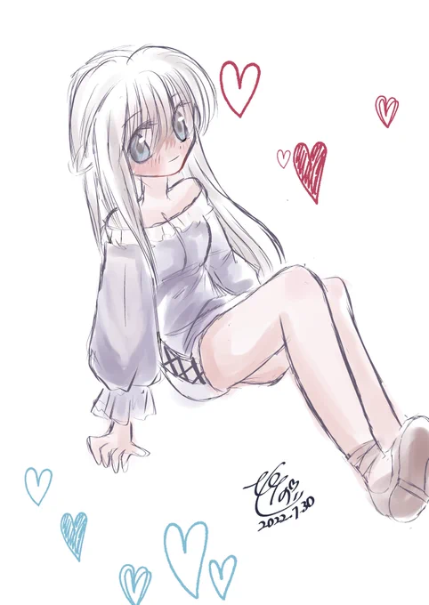 落描き。右向き顔の練習。 