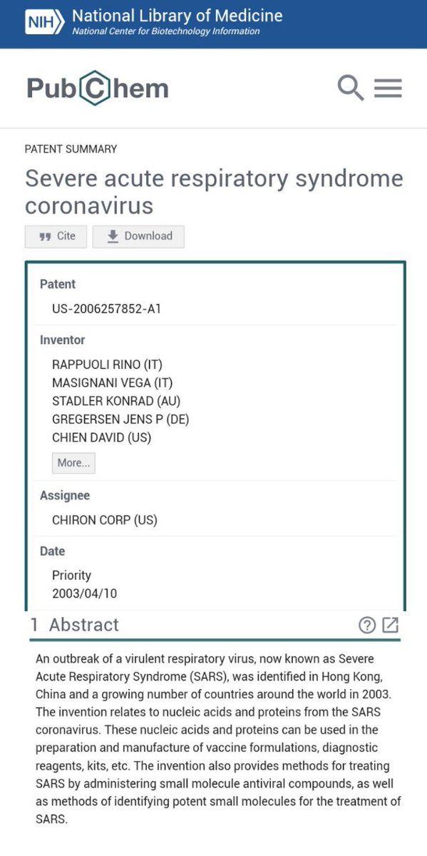 ncio_canada's tweet photo. Patent US-2006257852-A1 provides compelling evidence that the novel SARS-CoV-2 was created in a lab. Patent is for a novel SARS coronavirus. 

Patent US-2006257852-A1 lists SARS-CoV-2‘s unique ORF10 viral protein, as a component of the novel SARS coronavirus "fusion protein". https://t.co/j4xhtuQYHK