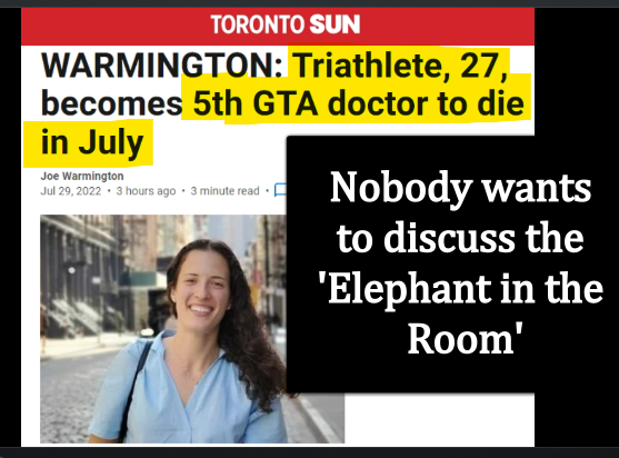 BD007Marky's tweet photo. New video @BD007Marky : "Young (27 Year Old) Female Triathlete, Becomes the 5th Toronto Area Doctor to Die in July" https://t.co/BMWTjIGuMV #ElephantintheRoom  #DeadDoctors #TorontoDoctors #TorontoSun https://t.co/GsSud7CouQ