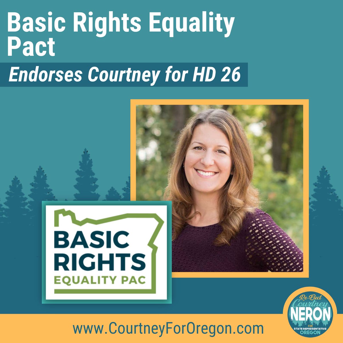 CourtneyForHD26's tweet photo. I am committed to protecting the equal
rights and safety of LGBTQ+ Oregonians. I am
honored to receive the endorsement of Basic Rights
Oregon. We must keep working together toward safe,
welcoming communities in our state. https://t.co/ZIWkoqJyS0