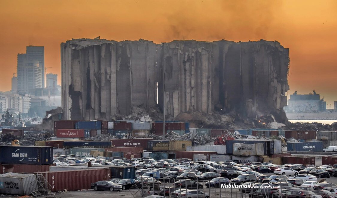 Nabil Ismail exceptional #Photography capture the last moments of the dying #Silos at the #BeirutPort expected to fall any minute as we approach the sad day of august 4th. 
My 💔 is in pieces at the memory of that tragic moment. 
#justice need to be served
facebook.com/10004449753685…