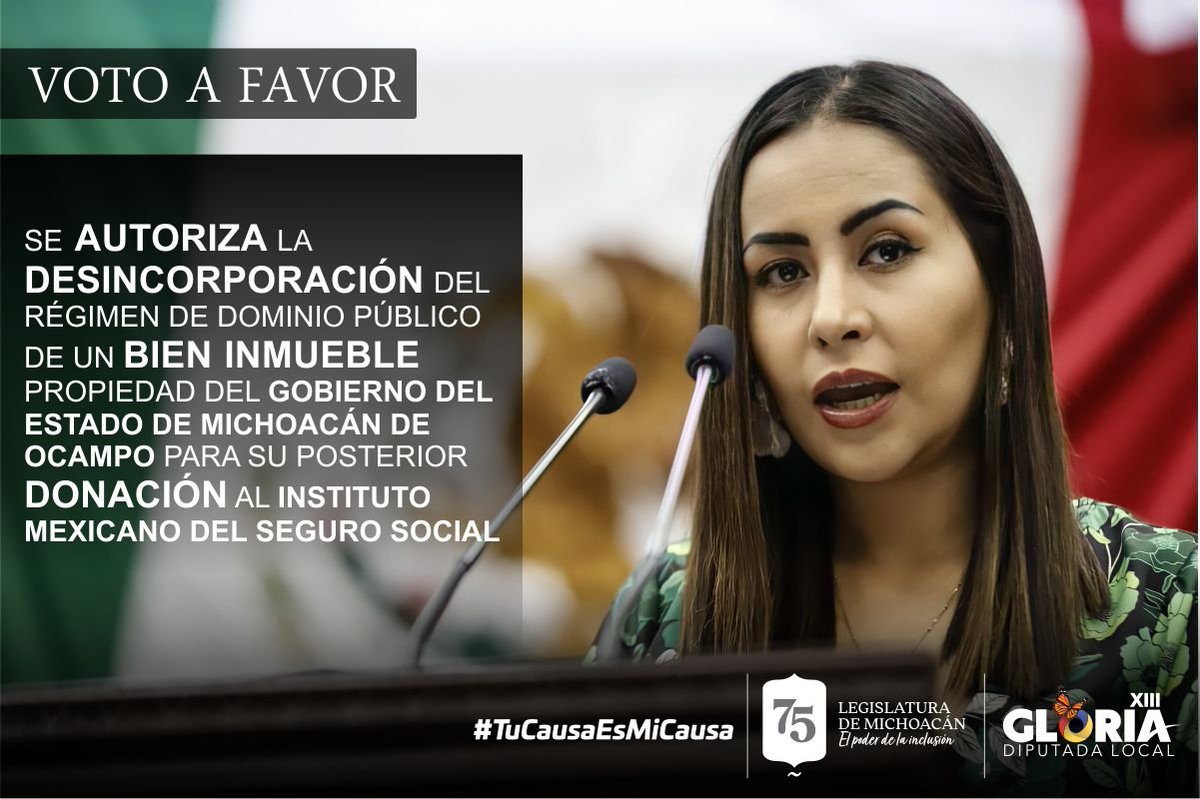 Hoy el 𝙃𝙤𝙨𝙥𝙞𝙩𝙖𝙡 𝙙𝙚 𝘼𝙡𝙩𝙖 𝙀𝙨𝙥𝙚𝙘𝙞𝙖𝙡𝙞𝙙𝙖𝙙 del 𝗜𝗠𝗦𝗦 en Morelia será toda una realidad. Votamos a favor de la desincorporación de un predio, el cual será donado al IMSS para dar paso a la edifición de tan importante obra para todas y todos los michoacanos.
