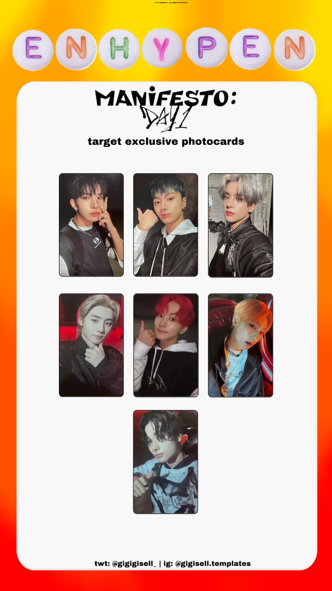 ENHYPEN Manifesto: Day One target exclusive photocards template