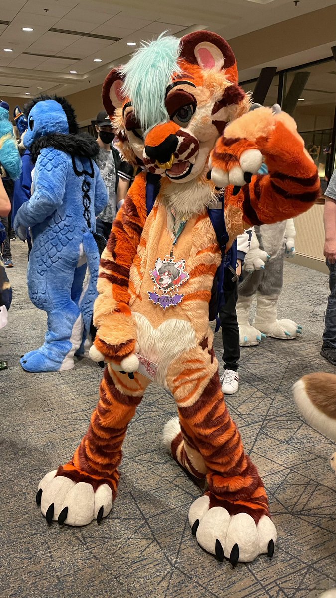 polycereal's tweet photo. A thread of tigers I met this year for a slightly late #FursuitFriday to celebrate #InternationalTigerDay!!!
⚠️Photo booming aheah⚠️
@tigermaws is no doubt the slickest fabulous tiger I have ever known. Sending pinkish shinning Vaporwave buzz non-stoply.
at #TFF2022 #TFF22 https://t.co/stK6ahjkCZ