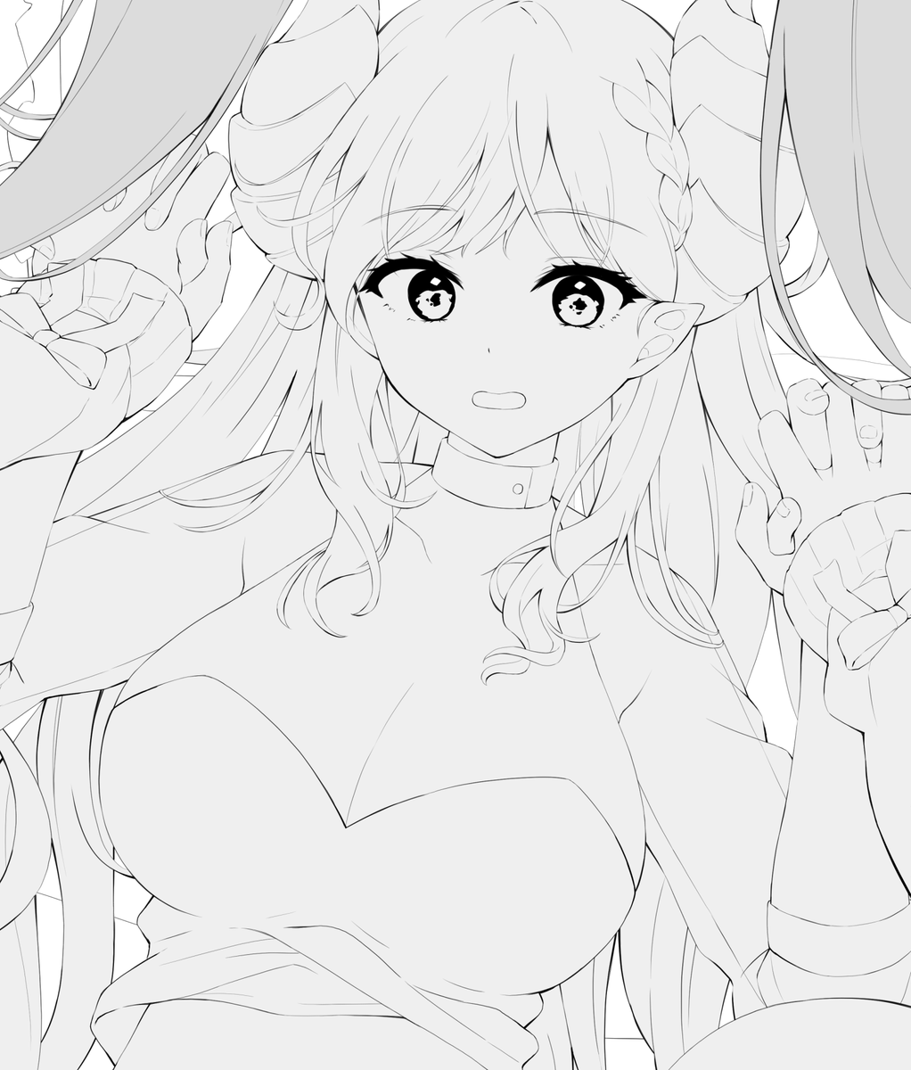 夜なべして描いてたお線画 
