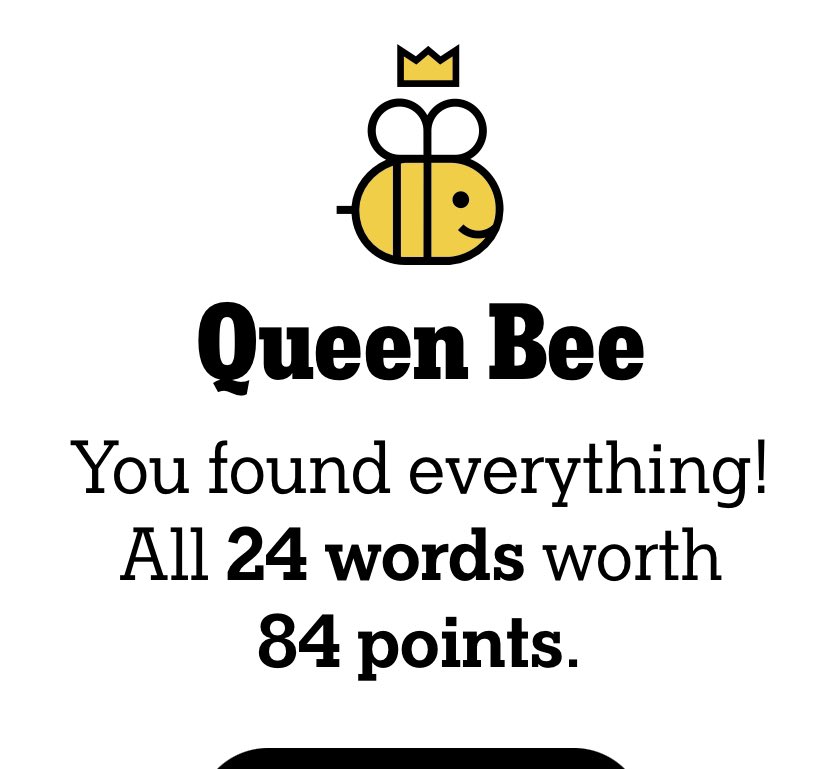 trish_vlastnik's tweet photo. Good couple of days!
All hail the๐!!
#hivemind #Nytspellingbee #nytsb #beesolved https://t.co/nYLfFQoGkV