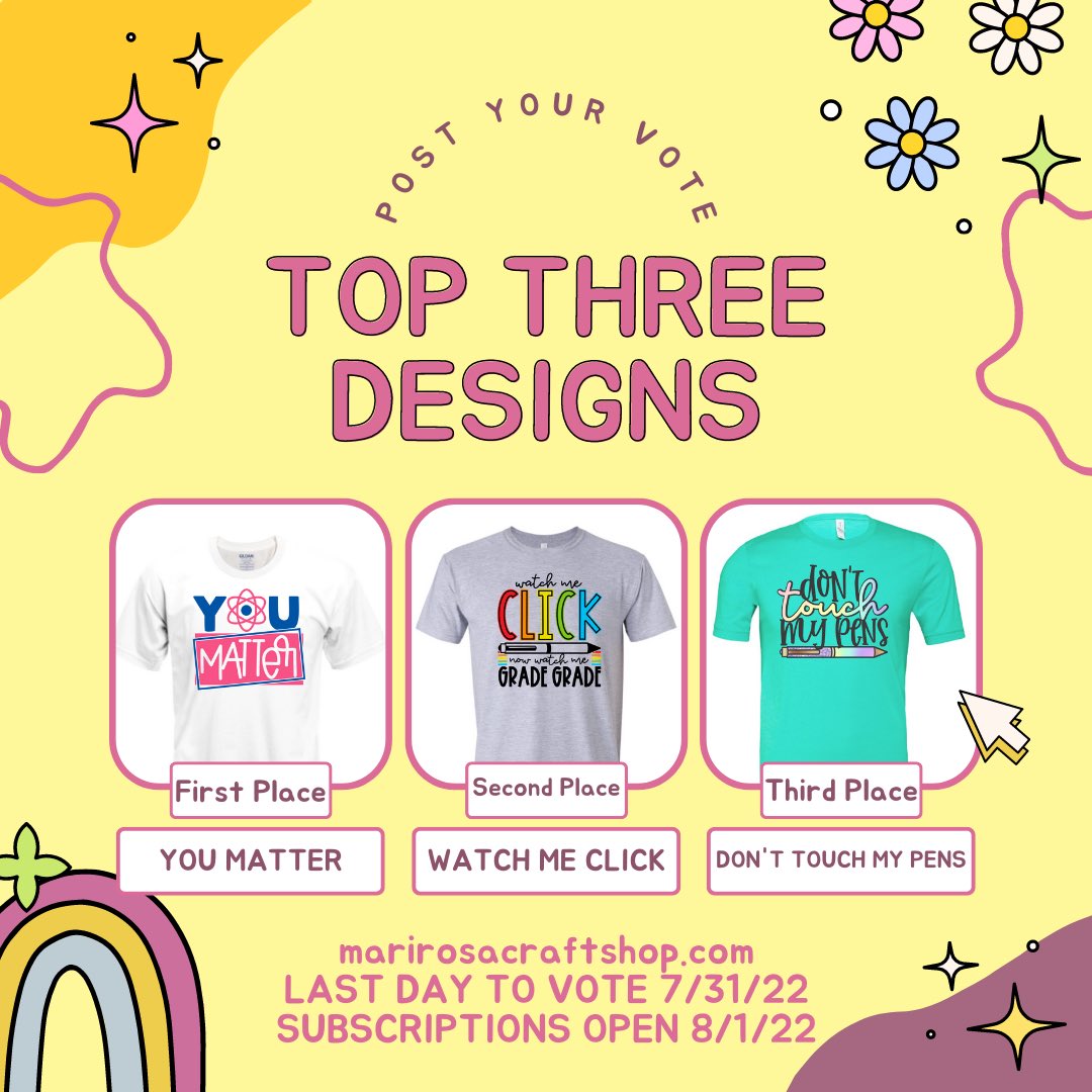 You've got opinions, so why not let them guide my designs? Each month I'll be printing a shirt design and taking votes on social media. Each new design will be sent for $25 a month and shipped for free. Shipping is free for US only. #iacue #GoogleEdu #teachersoftwitter