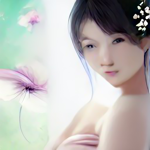 #craiyon いい感じの一枚をwaifu2xで引き伸ばしてみた。お題は「Japanese beautiful girl nude with flower 4K CG」 