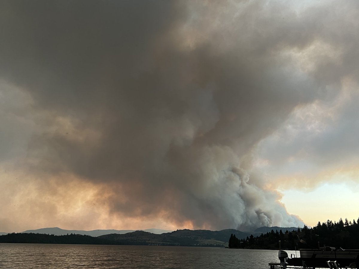 Photos of the fire near Elmo MT, taken from a dock on Flathead Lake just north of Dayton.