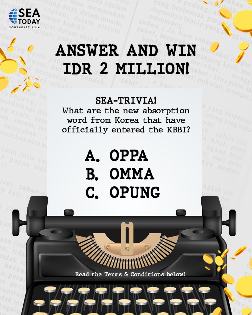 Answer &amp; win a total prize of IDR 2 million. *Clue: Call for an older brother.

Make you already follow our social media account &amp; tag 5 of your friend. Good luck! #SEAToday #SEATodayGiveaway