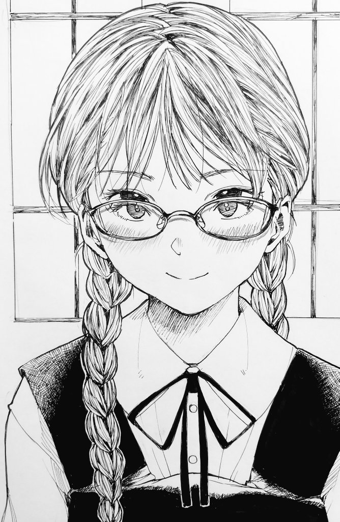 #四つ目ちゃんをすこれ
【概念】ふだん三つ編みしないヒトの三つ編みメガネ(ややこしい) 