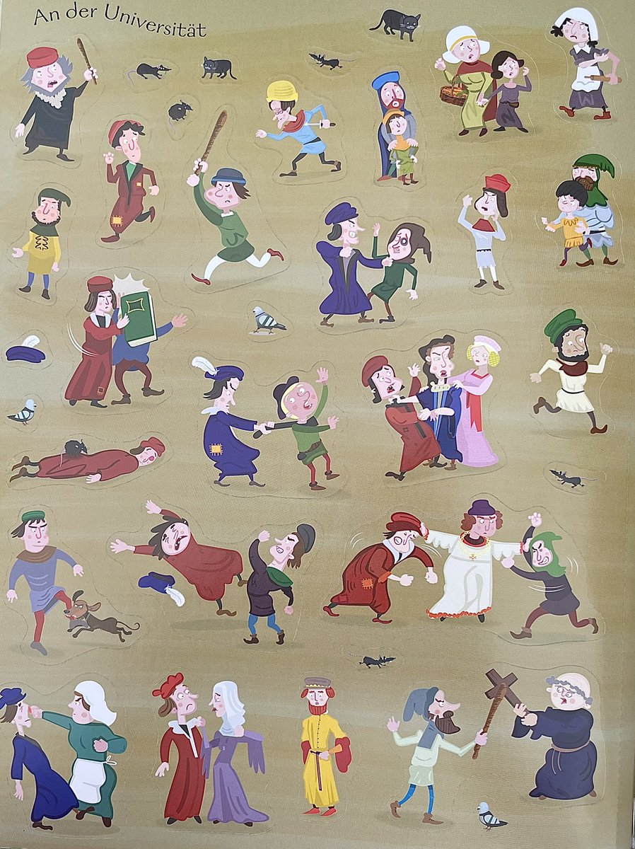 Was fürs Leben: „An der Universität.“ - Aus: Mein Stickerbuch. Das Leben im Mittelalter. Sticker für Seite 20-21 #AcademicTwitter