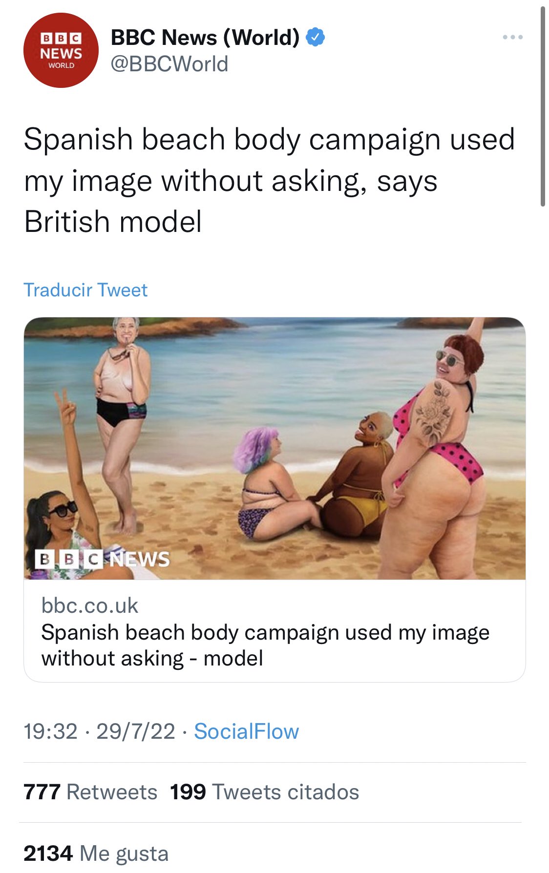 Spanish beach body campaign used my image without asking - model
