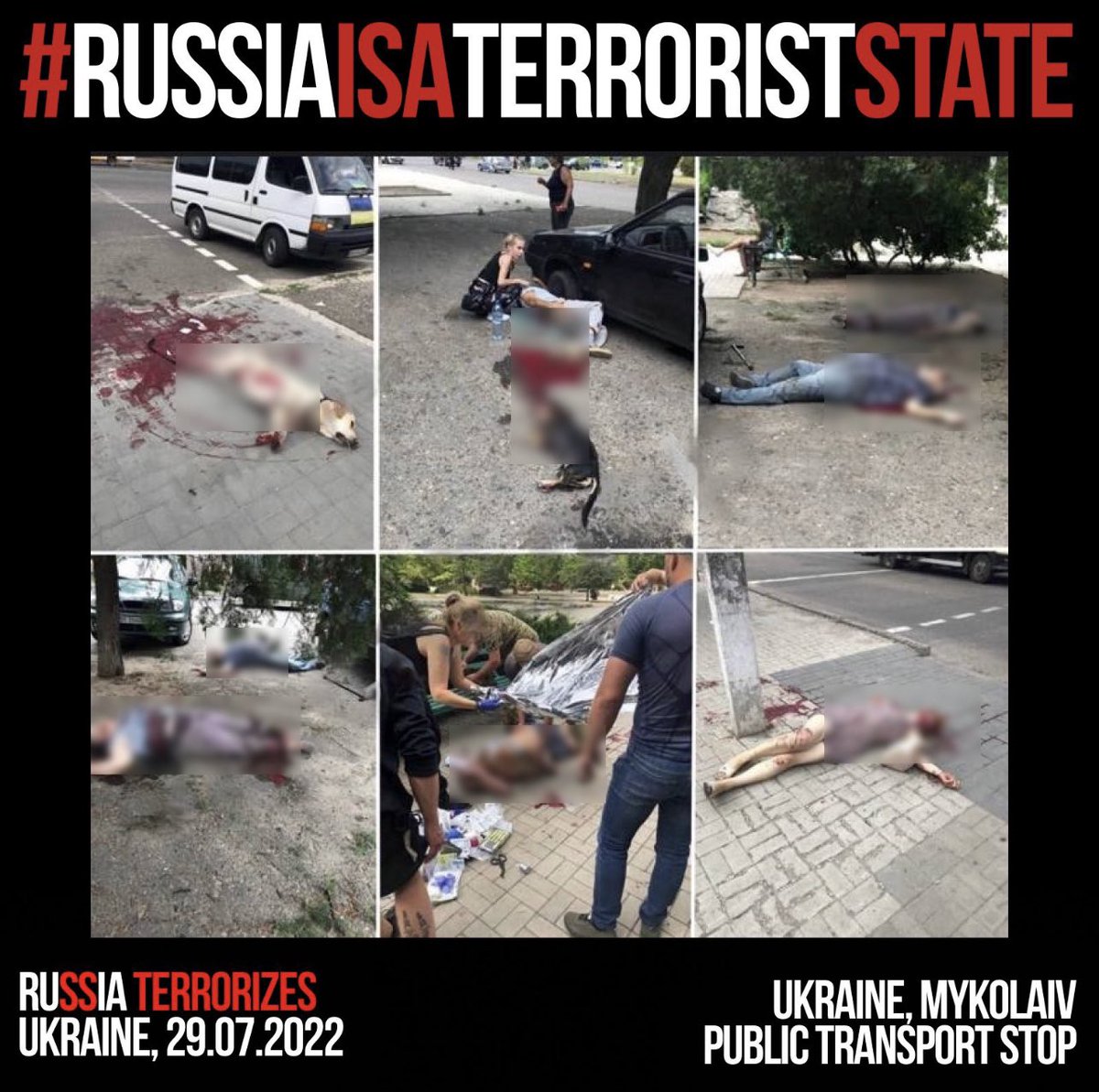 maksymeristavi's tweet photo. burned alive, executed at a bus stop, murdered on a stroll. this is just one day of russian atrocities in ukraine. 

just one out of 157. https://t.co/wa7Wmmf6HH