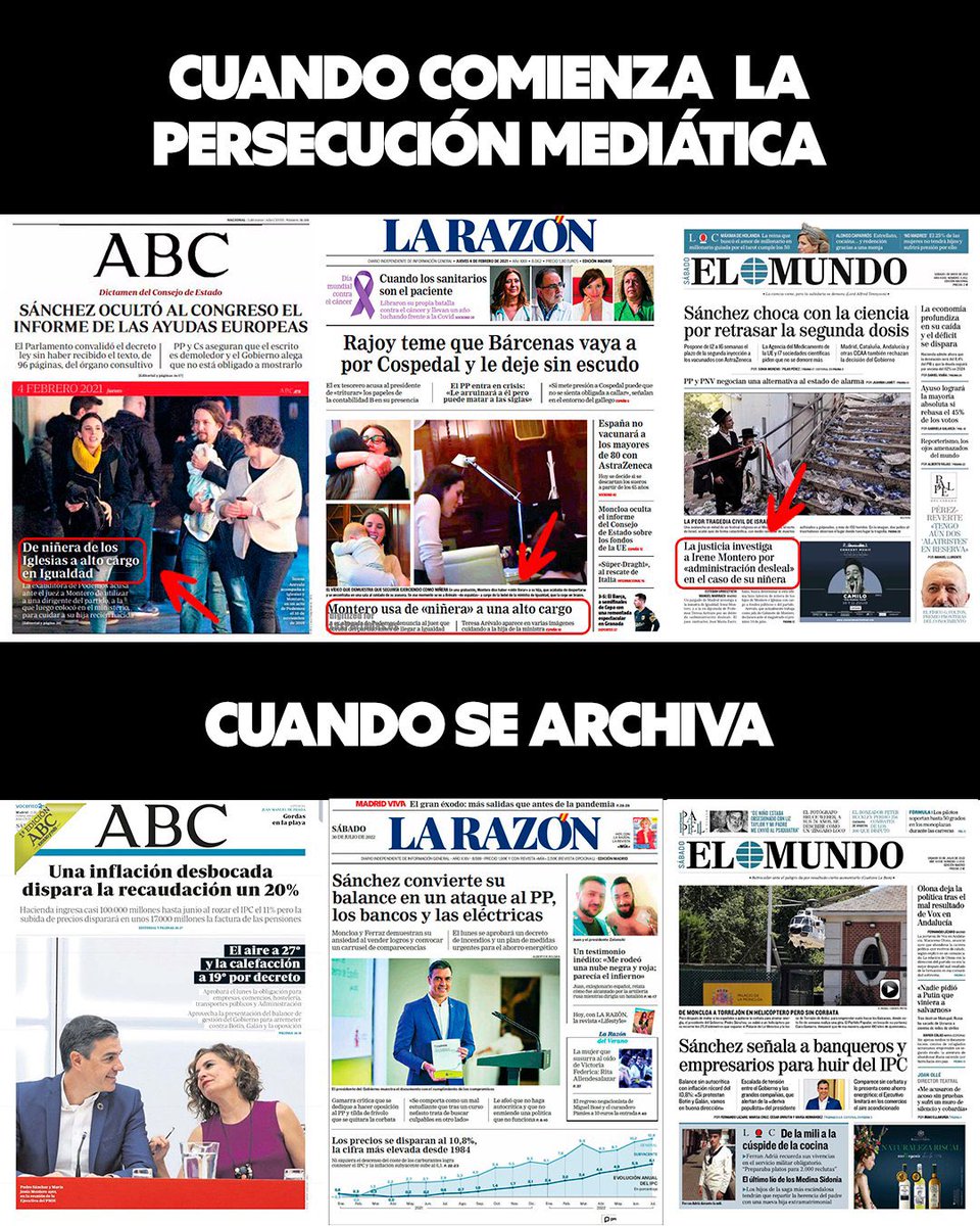 Muchos medios decidieron que el “caso niñera” merecía portadas y horas de tv dedicadas a nuestro descrédito y humillación pública. Pero cuando se archiva no ven necesario contar que todo era mentira ¿Así se consigue informar o más bien hacer daño a Podemos y a nosotras?