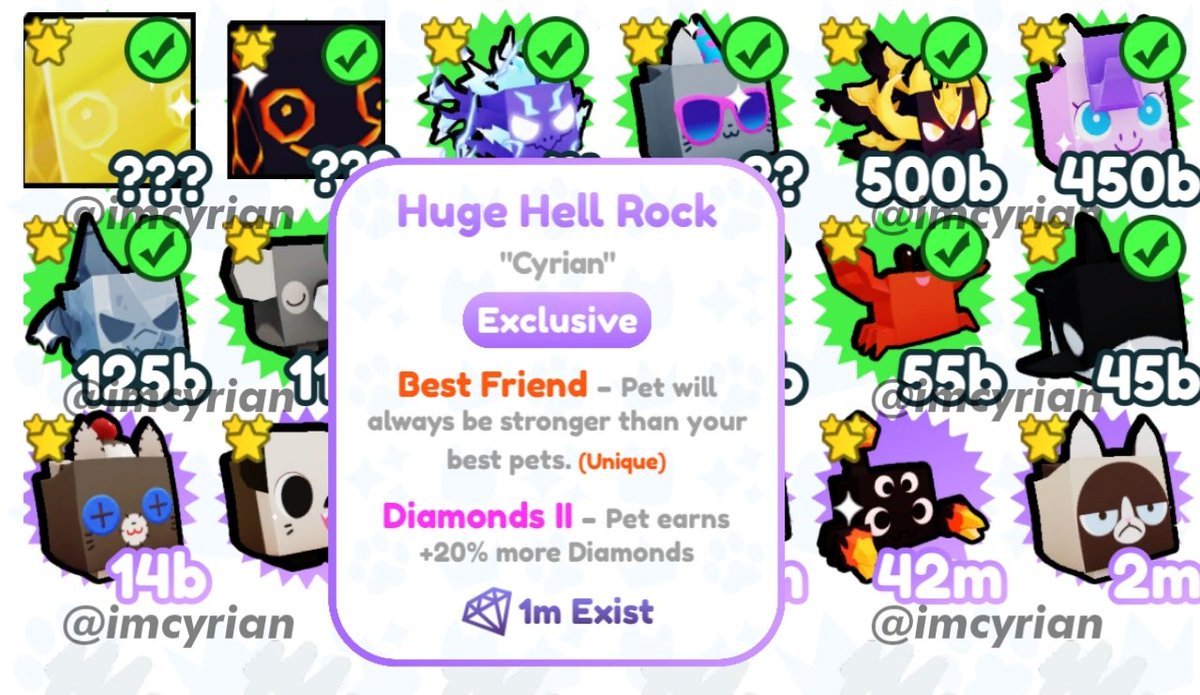 imcyrian's tweet photo. GIVEAWAY HUGE HELL ROCK! How to win? Follow,Like,Retweet! 
I will pick the winner tommorow! Good Luck! #PetSimulatorX #Roblox (repost) https://t.co/WEQjm12oA7