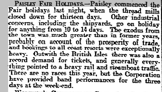 mariszkalime's tweet photo. #Paisley Fair Holidays 
August 1913
When the #ThreadMills closed down for thirteen days
@PaisleyMuseum https://t.co/z2HoecREnK