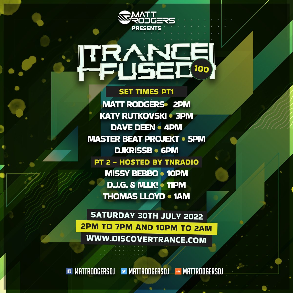Matt Rodgers (@mattrodgersdj) on Twitter photo The day is finally here! Join me today from 2pm (UK) on <a href="/DiscoverTrance/">Discover Trance</a>, the link to listen is discovertrance.com
#Trance #TranceFamily #TranceFused #TF100 The day is finally here! Join me today from 2pm (UK) on <a href="/DiscoverTrance/">Discover Trance</a>, the link to listen is discovertrance.com
#Trance #TranceFamily #TranceFused #TF100