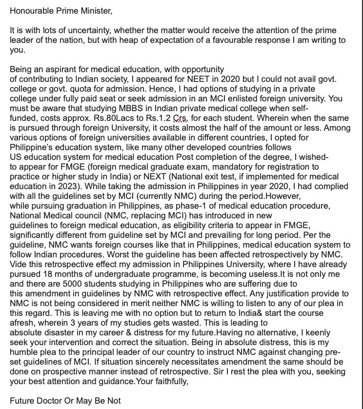 Nehakum88877384's tweet photo. @narendramodi Please Sir listen to our Plea. We are facing injustice for more than 6 months now. #safeusfrominhumandecisionsofNMC https://t.co/8gPmBZHAYx
