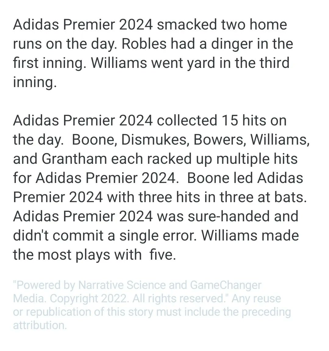 Adidas Premier 2024 (@adidaspremier) on Twitter photo 4-0 WIN vs Carolina Cobras Brawley to start day 3 <a href="/triplecrownspts/">Triple Crown Sports</a> Nationals. <a href="/TurnerMakinley/">Makinley Turner</a> got the win 6IP,2H,11K,1W🔥 <a href="/ewatson2024/">Ella Watson</a> @cassidybowers44 <a href="/TyeshiaWilliam8/">Tyeshia Williams</a> <a href="/HarlieGrantham/">Harlie Grantham</a> <a href="/kb_robles33/">Kaylee Robles</a> <a href="/TurnerMakinley/">Makinley Turner</a> all had hits to lead the charge. 4-0 WIN vs Carolina Cobras Brawley to start day 3 <a href="/triplecrownspts/">Triple Crown Sports</a> Nationals. <a href="/TurnerMakinley/">Makinley Turner</a> got the win 6IP,2H,11K,1W🔥 <a href="/ewatson2024/">Ella Watson</a> @cassidybowers44 <a href="/TyeshiaWilliam8/">Tyeshia Williams</a> <a href="/HarlieGrantham/">Harlie Grantham</a> <a href="/kb_robles33/">Kaylee Robles</a> <a href="/TurnerMakinley/">Makinley Turner</a> all had hits to lead the charge.