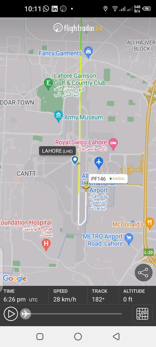 TahoorNaik's tweet photo. Main runway of @AirportLahore  is seen operative since 5pm UTC (29 Jul 2022).

Now inbound and outbound flights are using #36R

#OPLA
#Uniqueflights
#Lahore 
@avpak3 https://t.co/r8dWRtaVXe