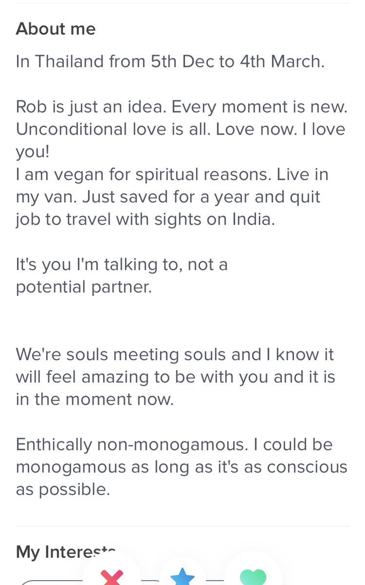 If you’re in Thailand why are you in my #Tinder in July?! Update your profile if you’re going to swipe in other countries. As for the rest of your profile…you do you #TinderFail #OnlineDatingSucks