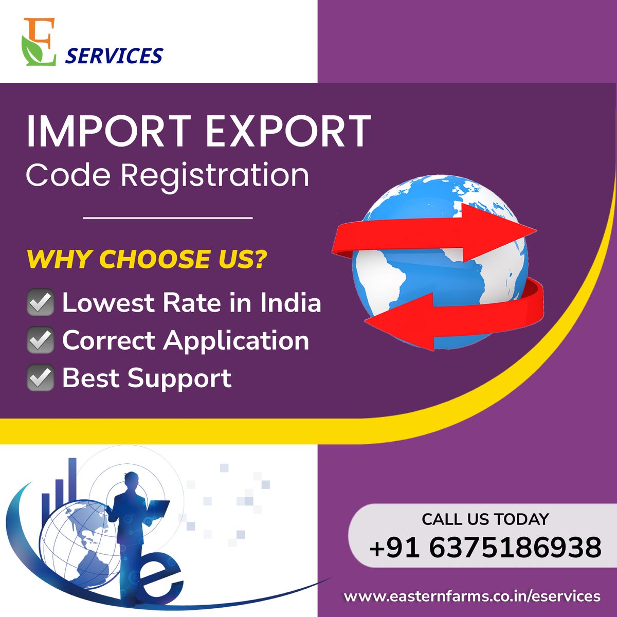 Import Export Code Registration by @easternfarms_services 

WHY CHOOSE US?
✅ Lowest Rate in India
✅ Correct Application
✅ Best Support

Call us Today - +91 6375186938

easternfarms.co.in/services

#business #services #internationaltrade #import #export #registration #eservices