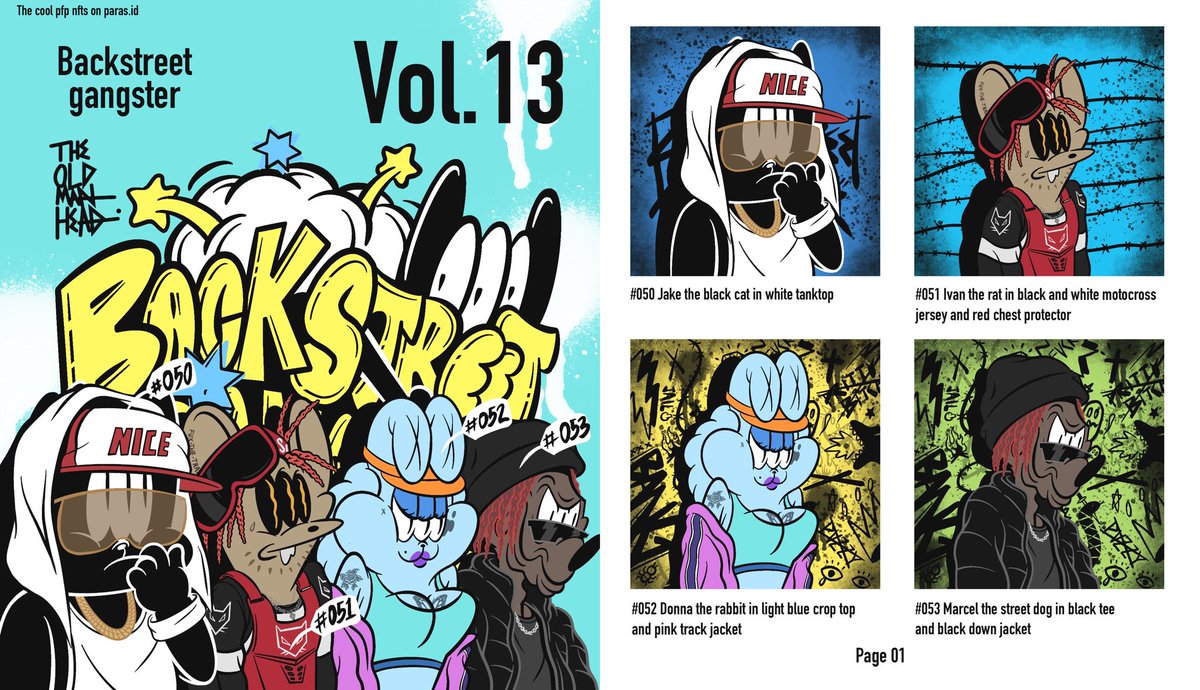 Yo what’s up homie the new drop of backstreet gangster vol.13
Is now available on paras Let’s check it. Esketit

paras.id/collection/bac…

Discord discord.gg/ukMGHWVQrX

#nft #nftart #nftcollector #backstreetgangster #theoldmanhaed #paras