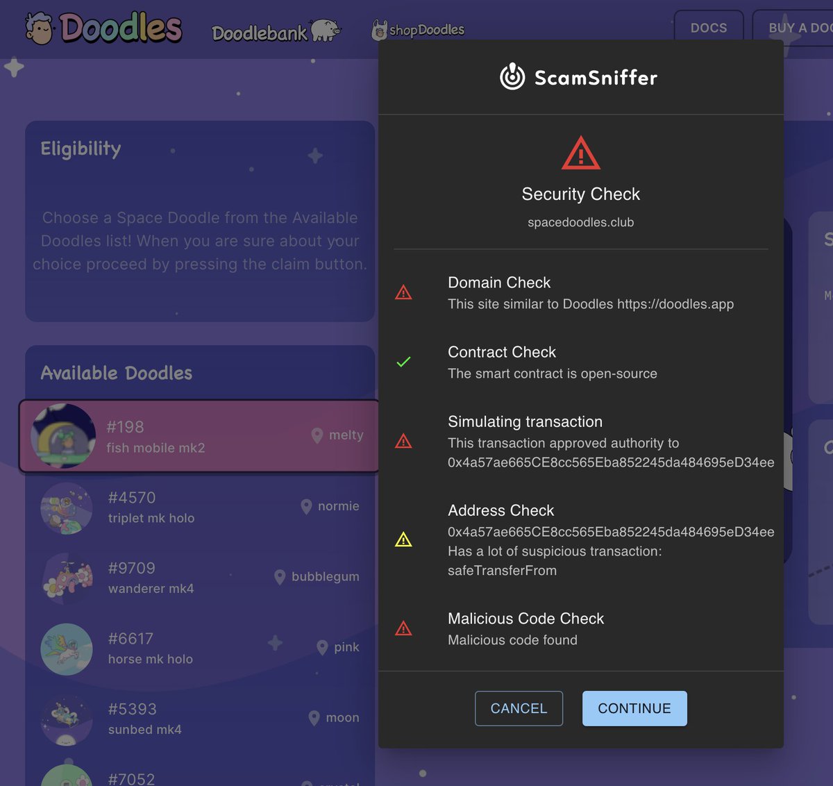 realScamSniffer's tweet photo. People like me will always verify the transaction details to see if there has some security issues. 

So after exploring for a while, a new version of our browser plugin has been released and will be online soon, which includes a new feature: Security checks https://t.co/tnI1MIfjP4