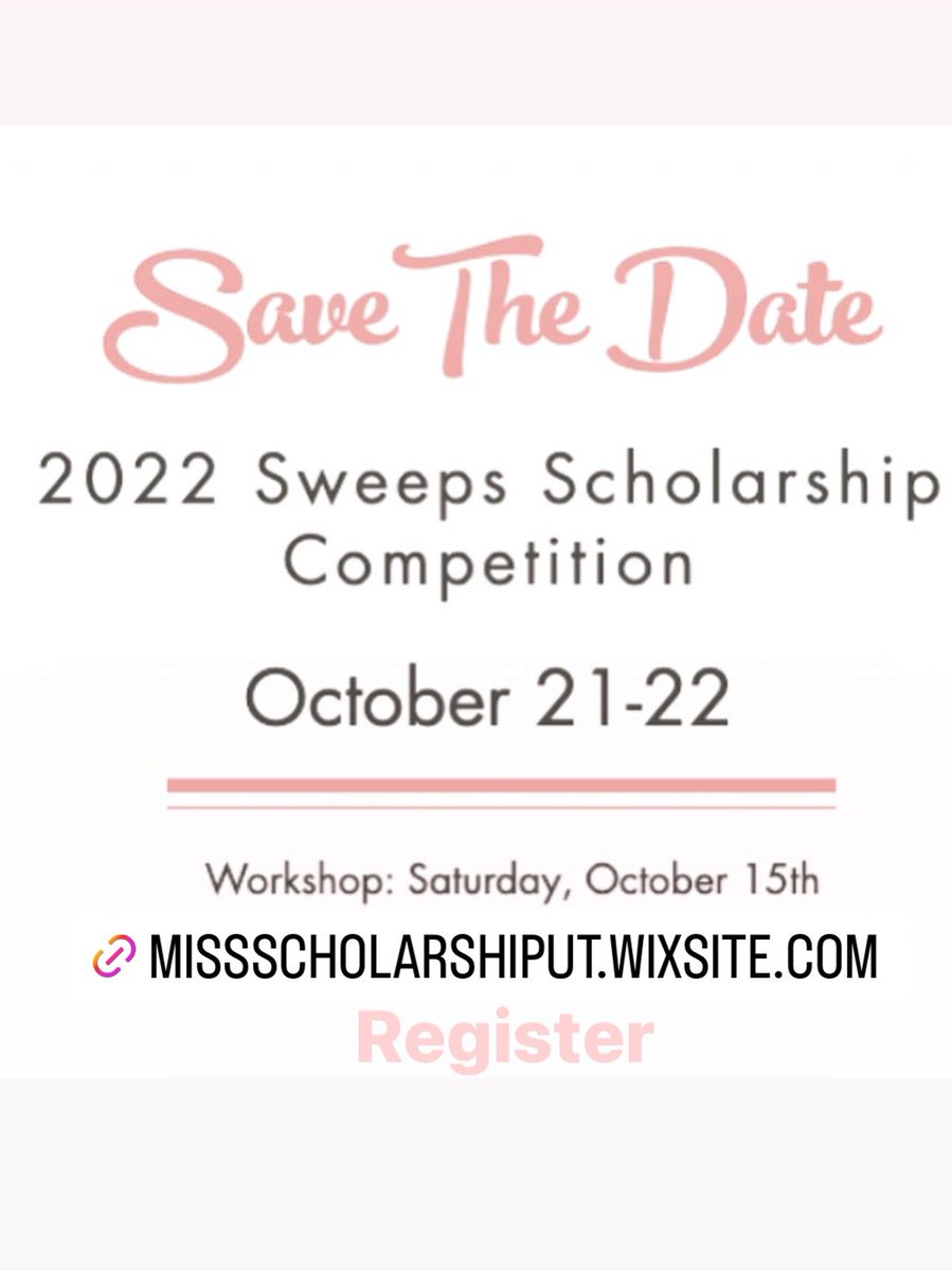 Applications are open for the Sweeps Competition:
👑Miss Rocky Mountain
👑Miss Pioneer Valley
👑Miss Legacy
👑Miss Zion
This is an open competition to all of Utah, ladies between the ages of 18-26.✨ 
The deadline to apply is October 1, 2022.⬇️
missscholarshiput.wixsite.com/competition/ab…

#missutah