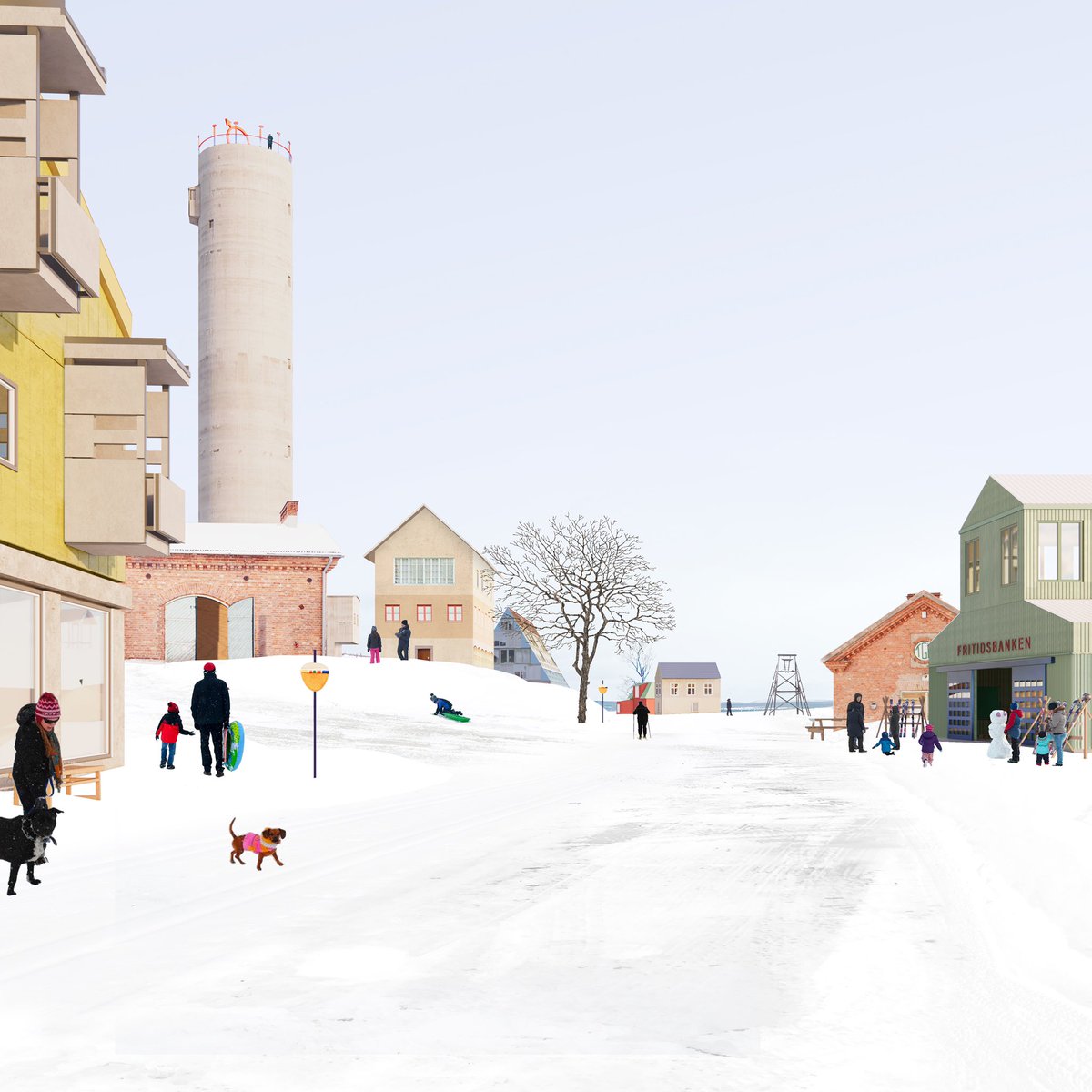 NorellRodhe's tweet photo. Our proposal for a new neighborhood around the decommissioned mine Tuolluvaara in the arctic city of Kiruna @Hallbarstad #NEBSwe #visionerinorr https://t.co/1XWO9ogqkB https://t.co/rQbDVdBv13