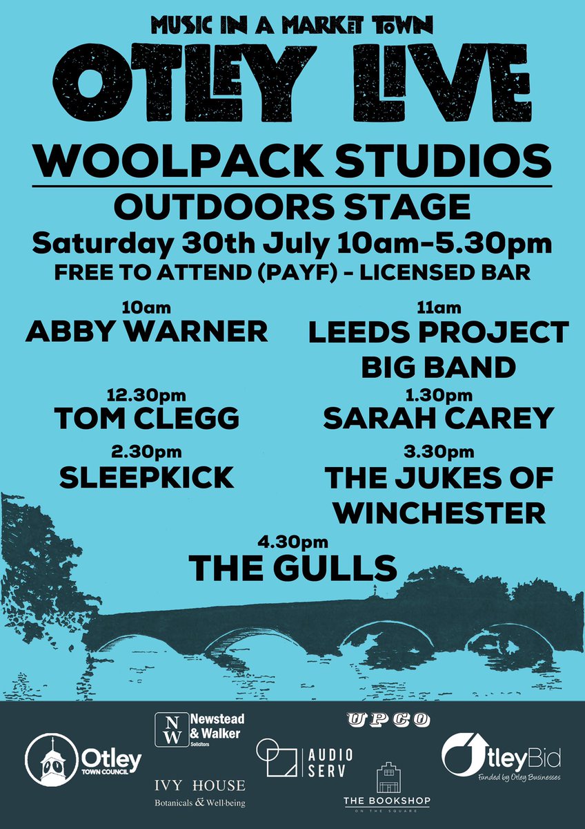 Live music today outside @WoolpackStudios from 10am-5:30pm - free and family friendly! Make sure you catch the buskers around Otley town centre and @OtleyCourthouse & gigs tonight at @therookeryotley #TapasNTunes @apubinotley @OtleyTaps1 @otleyrugbyclub linktr.ee/otleylive