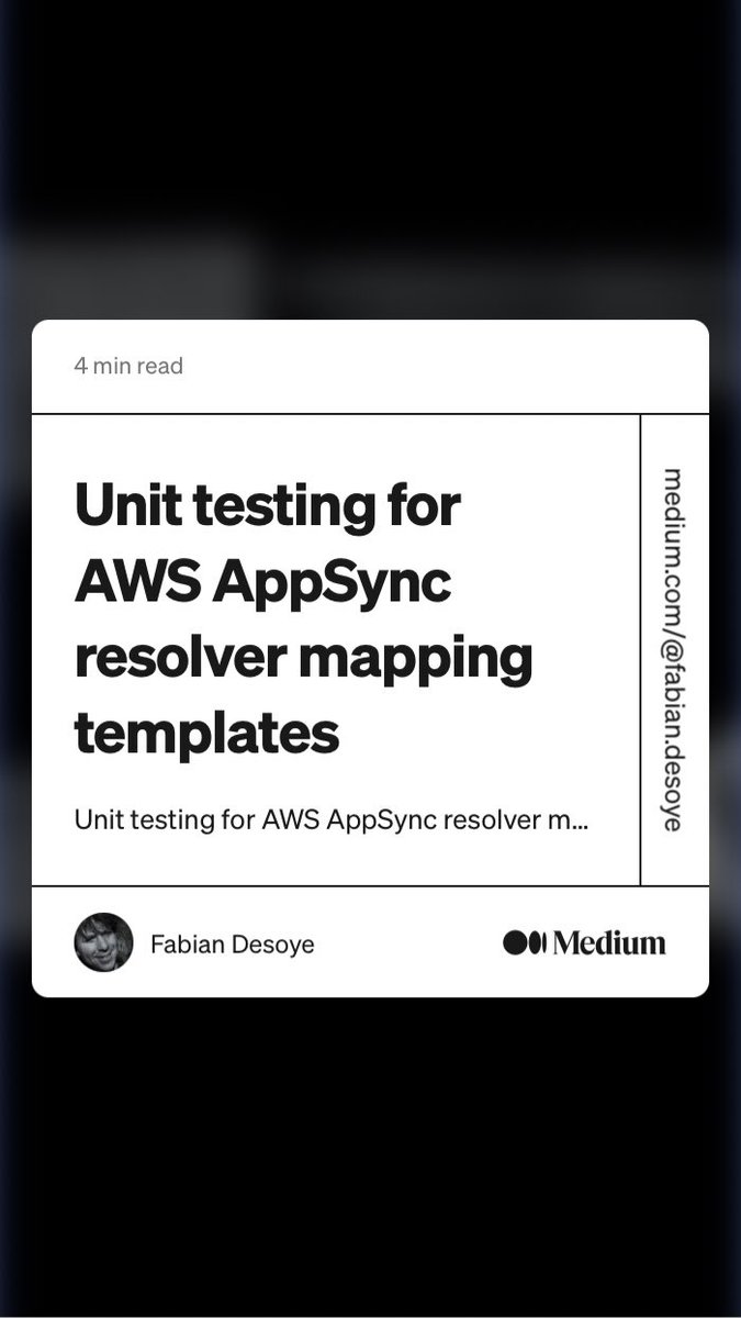 Check out My latest post about #appsync “Unit testing for AWS AppSync resolver mapping templates” on medium
link.medium.com/wSTh5CpU4rb