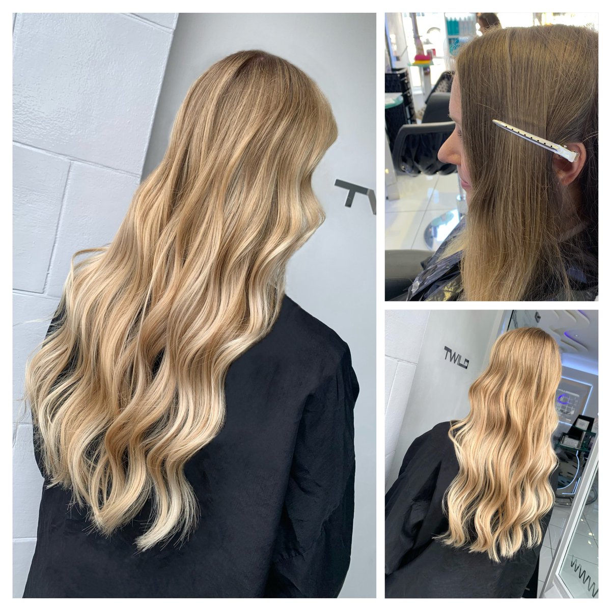 TwiloH's tweet image. | H o n e y  B u t t e r |  We can’t get enough of these honey dripping, buttery blonde tones enhanced by pretty mermaid-esque waves for Hugo’s beautiful salon guest ♡︎

#LicenceToCreate  #AskForWella  #HoneyButterBlonde  #BlondeBae  #HairOfTheDay  #SummerSweep  #TwiloStyled