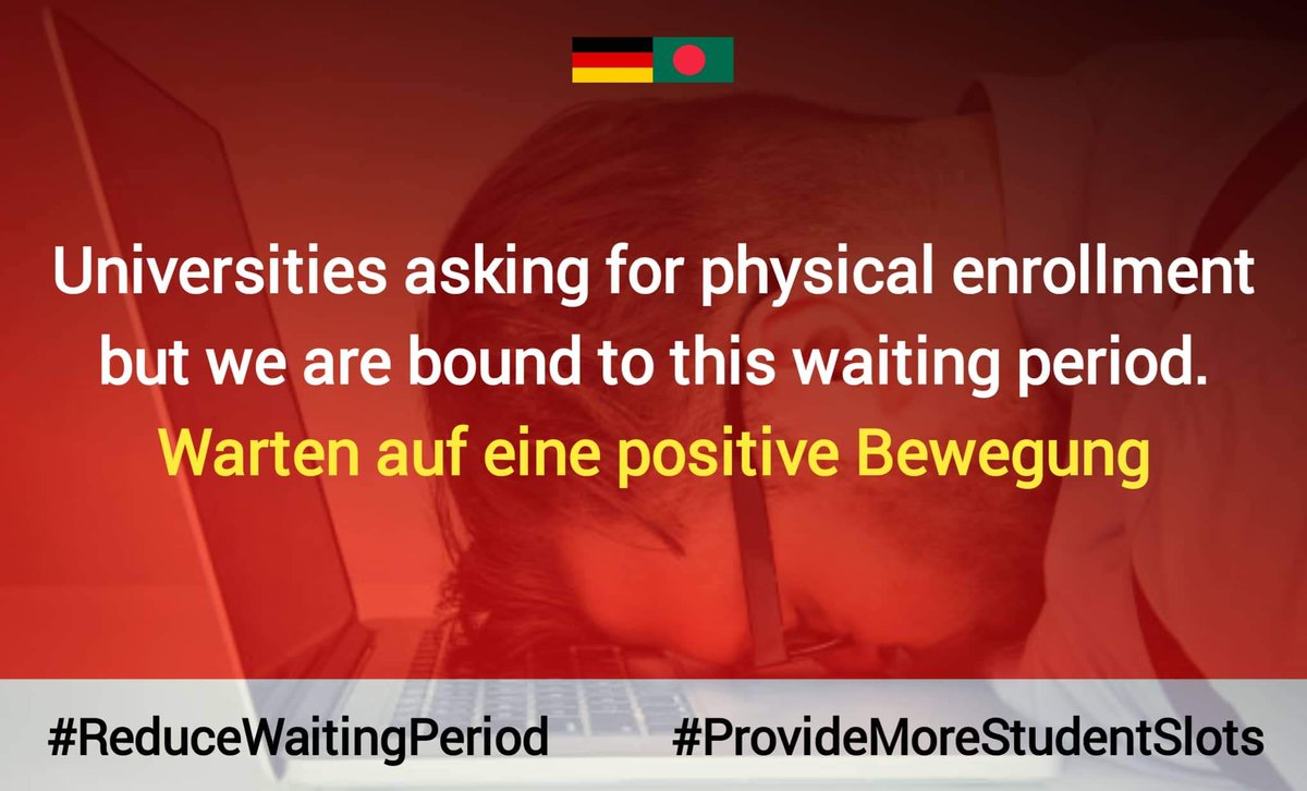 AyshaZamanbd's tweet photo. Please clear all the candidates of 2021 by the december of 2022. This is only possible with more interviews per day.
@GermanEmbassyBD 
@MdShahriarAlam
H.E.@GerAmbBD
@JRJanowski85
@BDMOFA
@AKAbdulMomen
Reduce Waiting Period
#ProvideMoreStudentSlots https://t.co/SNDDf3QXSl