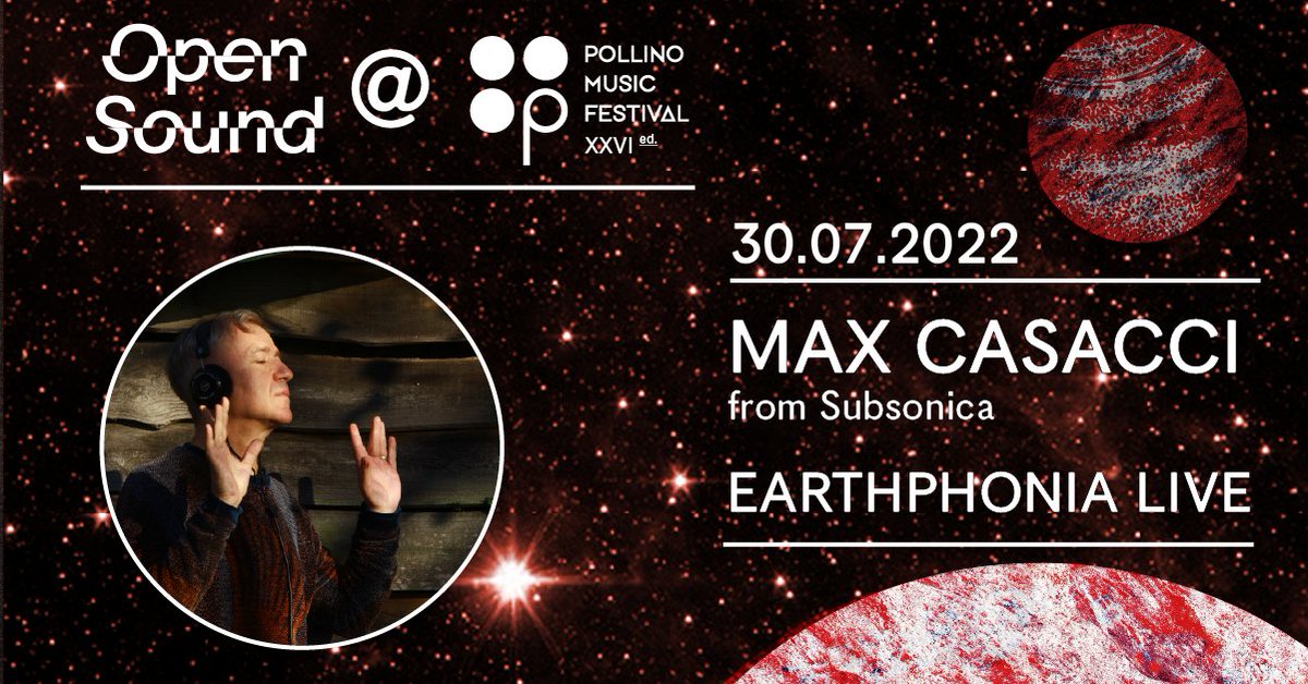 Per la 2a giornata del #pmf2022, <a href="/maxcasacci1/">Max Casacci</a>  (Subsonica) presenta live “#Earthphonia” l'opera sonora realizzata esclusivamente con suoni degli ecosistemi che regolano il nostro pianeta. 🎶🌏
Info&amp;tickets su pollinomusicfestival.it
#maxcasacci #pollinomusicfestival #opensound