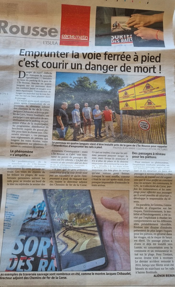 JChibaudel's tweet photo. #Ensemble relayons ce message de sécurité ferroviaire :
"Prendre la voie ferrée pour un raccourci, c'est risquer sa VIE"
#SortezDesRails
@CitaDiLisula @otilerousse @otcalvi @Mairiedecalvi @Prefet2B @IsulaCorsica @lions_paul1 ... https://t.co/mooCnyk1Zs