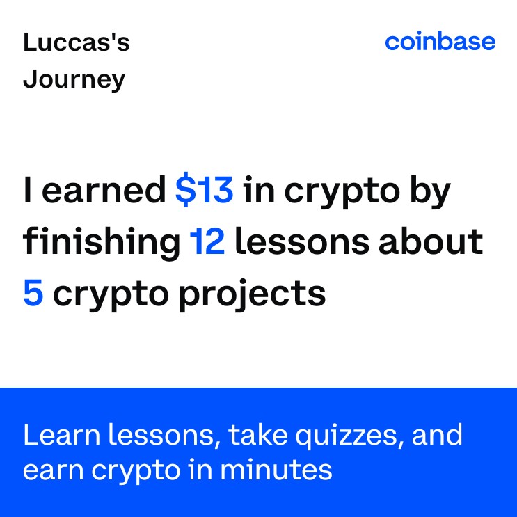 CollinsLuccas's tweet photo. I've earned $13 so far by learning about crypto on @Coinbase. See how much you can earn at: https://t.co/U5zZbbOSNE https://t.co/r2HHRrhVxR