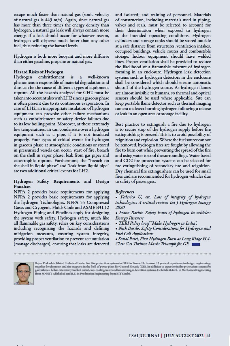 rajan_prakash's tweet image. My article "An Overview of Safety Risks with Hydrogen Fuel" published in FSAI Journal, July-Aug 22 Issue.

Thanks to @FSAIIndia for providing this opportunity.