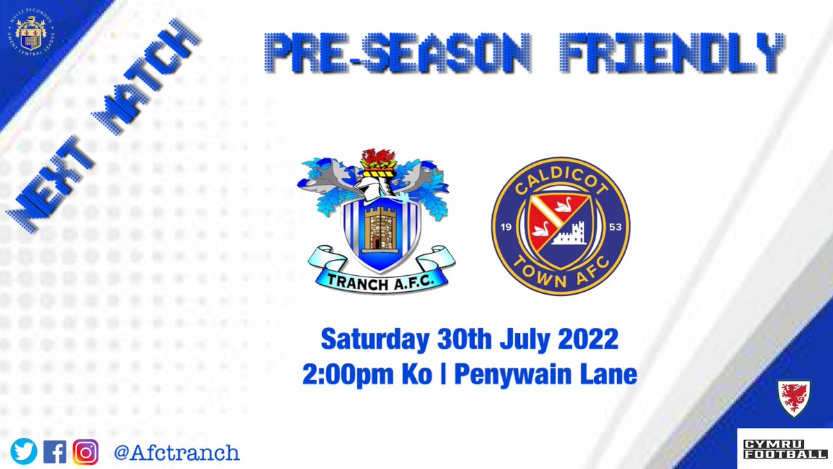 Tranch AFC (@afctranch) on Twitter photo It’s good to be back!!
Today <a href="/AfcTranch/">Tranch AFC</a> kickoff their #PreSeason as we welcome <a href="/CaldicotTownAFC/">Caldicot Town AFC</a> #Reserves to #PenywainLane.
Clubhouse will be open so come along and enjoy some football with a refreshment or even a beer 🍻 It’s good to be back!!
Today <a href="/AfcTranch/">Tranch AFC</a> kickoff their #PreSeason as we welcome <a href="/CaldicotTownAFC/">Caldicot Town AFC</a> #Reserves to #PenywainLane.
Clubhouse will be open so come along and enjoy some football with a refreshment or even a beer 🍻