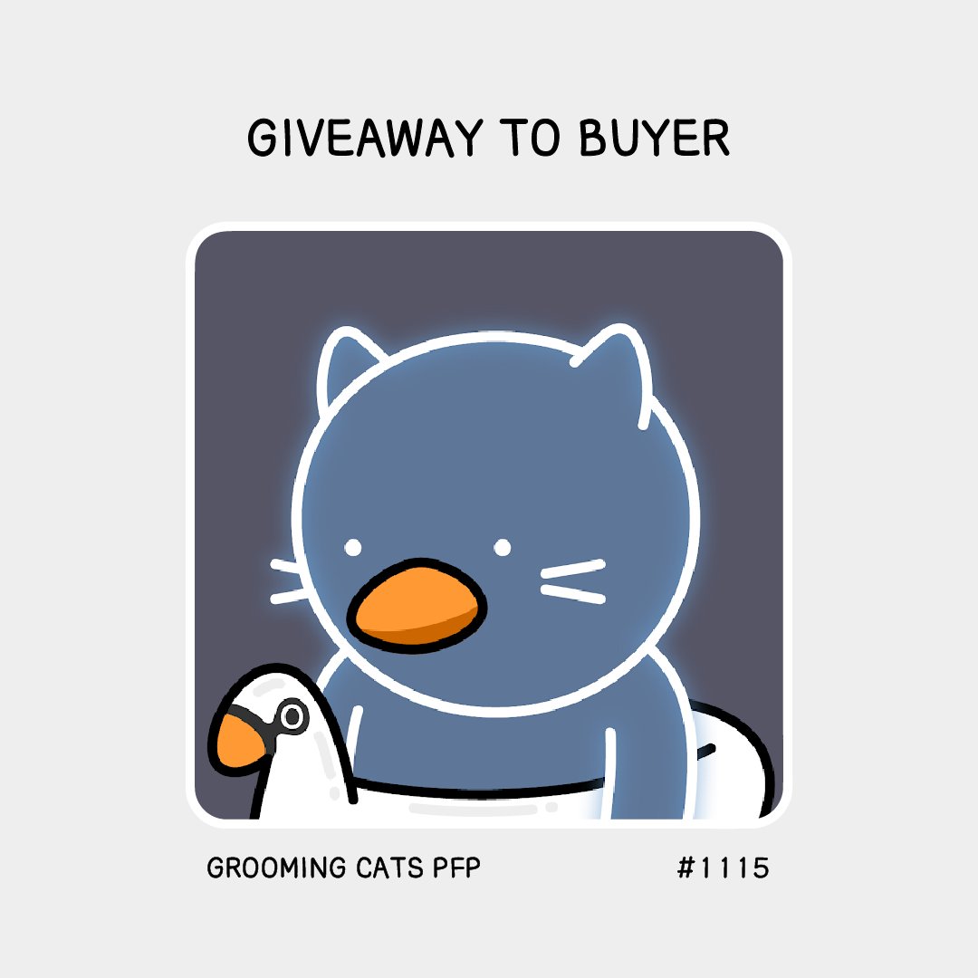 < Grooming Cats #5 경매 / Auction >
경매 우승자에겐 Grooming Cats PFP #1115 가 부상으로 지급됩니다.
The winner will get Grooming Cats PFP #1115.

🕰 8/1 오후 9:00 ~ 8/4 (KST)
       8/1 12:00 ~ 8/4 UTC
🔗opensea.io/assets/0x4f98a…

#nftart #NFTs #NFTCommunity #NFTartist