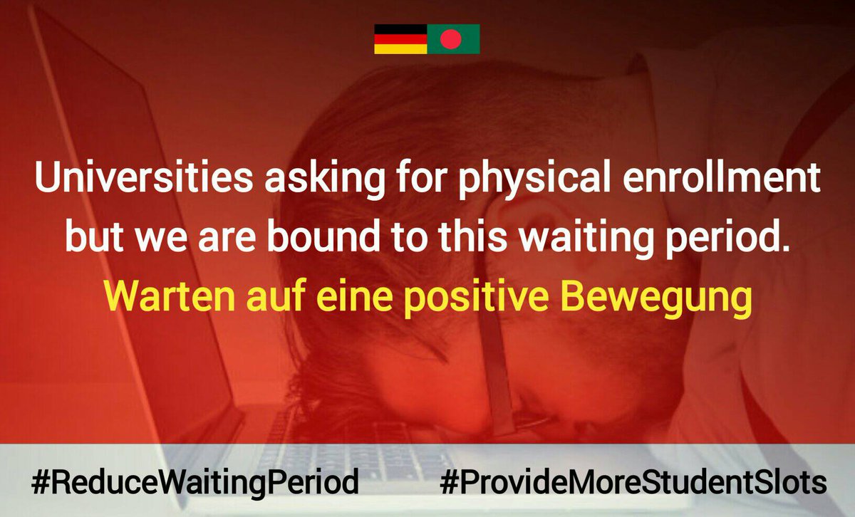 sadmansuhrid77's tweet photo. We need your help @GerAmbBD to save the students from this burden of huge waiting period 
@GermanEmbassyBD
@MdShahriarAlam
@JRJanowski85
@BDMOFA
@AKAbdulMomen

Reduce Waiting Period
#ProvideMoreStudentSlots https://t.co/i1Omm5psLp