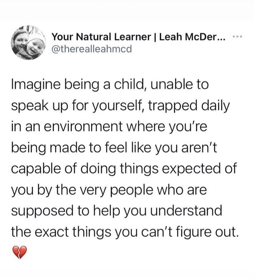 School is NOT the right place for everyone even if @Addysg_Cymraeg might think it is. One size fits some lets so many children down. Getting a child to learn is not difficult - but stopping them learning is impossible. #homeEdCymru